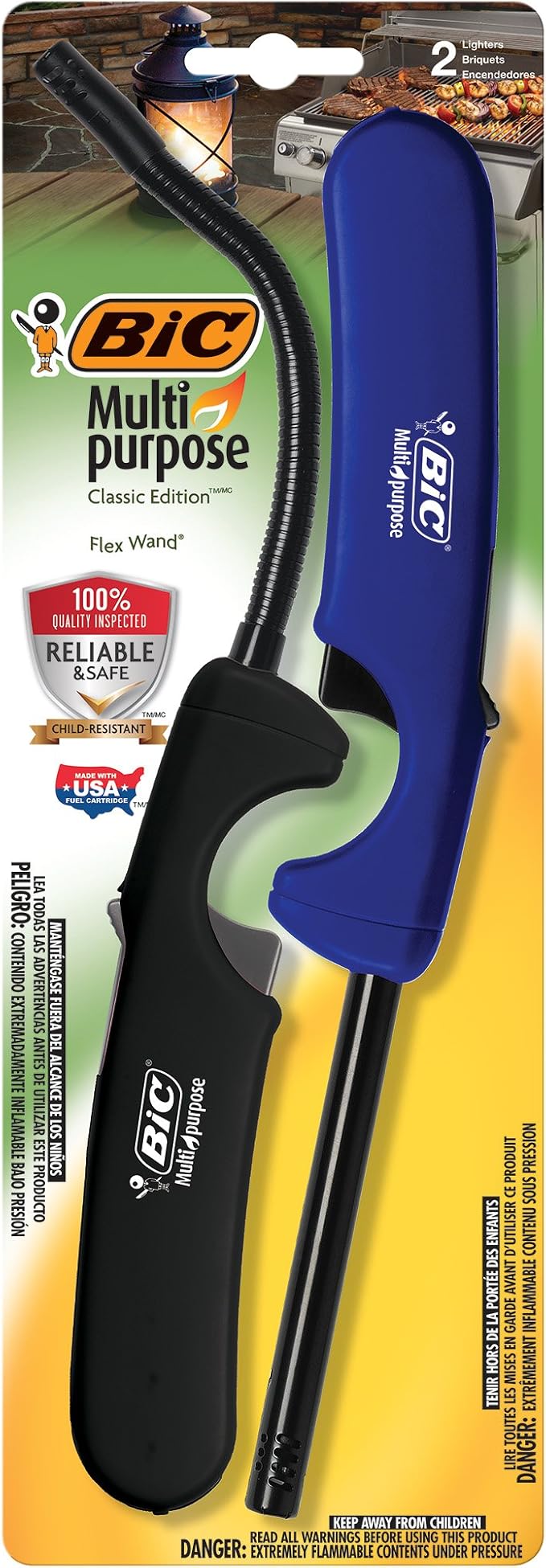 BIC Multi-Purpose Classic Edition Lighter & Flex Wand Lighter, 2-Pack