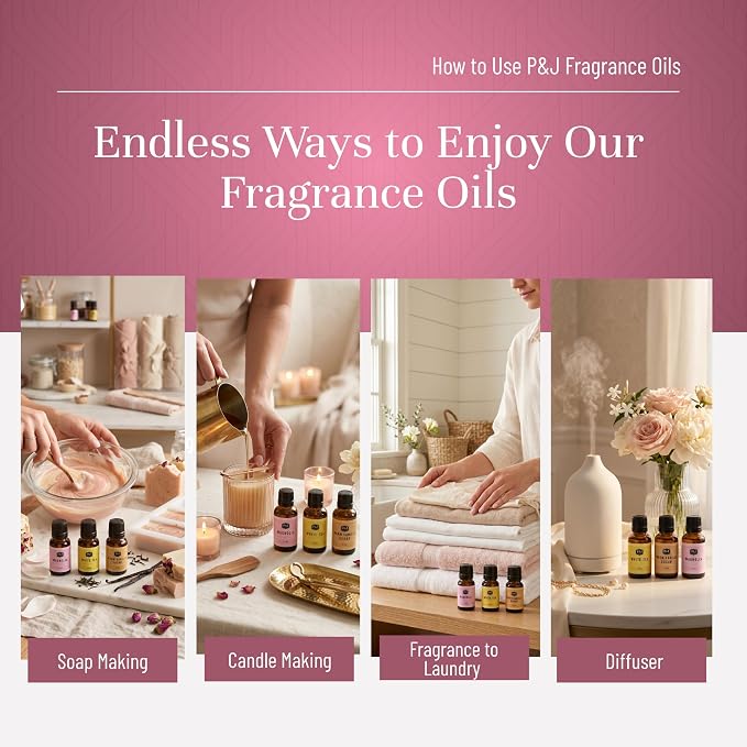 P&J Trading Her Trio Set of 3 - Warm Vanilla Sugar, White Tea & Magnolia - Premium Concentrated Trio Set for Candle, Diffusers, Soap Making, Car Freshies & DIY Crafts - USA Made, 10 ML
