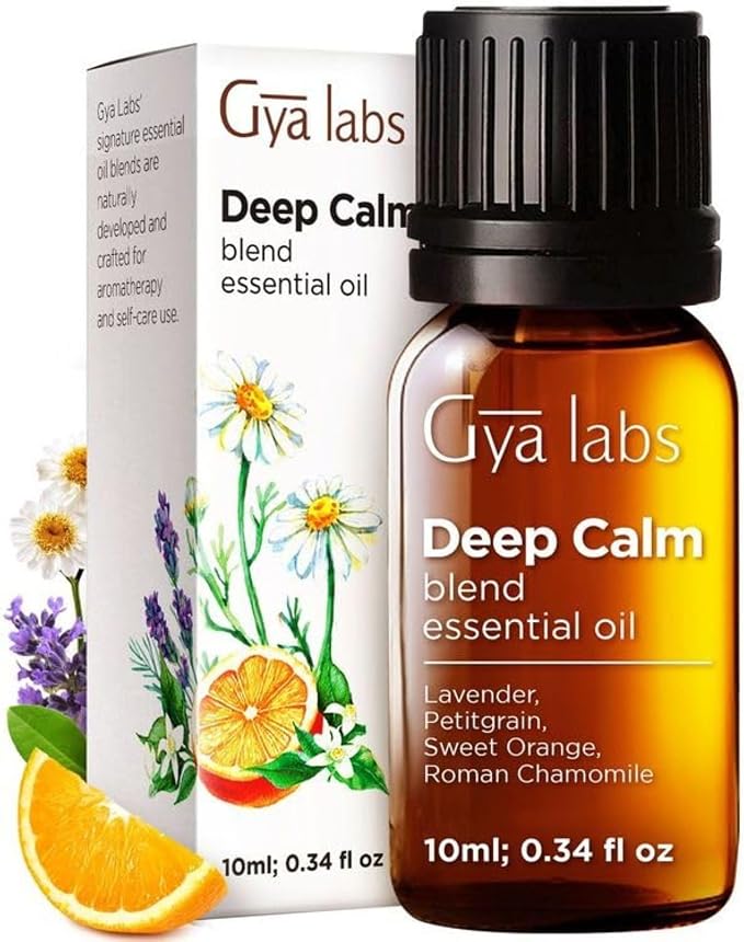 Calming Essential Oils for Diffuser & Deep Calm Essential Oil Roll On Set - Aromatherapy Grade Essential Oils Set - 2x0.34 fl oz - Gya Labs