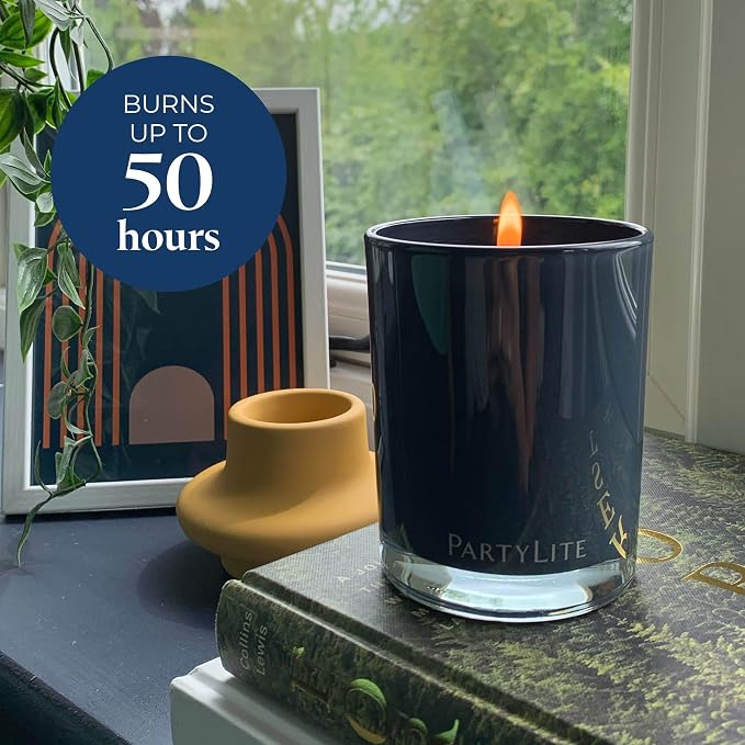PartyLite Fig Fatale Scented Escential Jar™ Candle, with Notes of Apricot, Green Fig, Peach, Mango, Strawberry and Vanilla, 7.75oz 1-Wick Aromatherapy Reusable Glass Jar, 50 Hour Burn Time