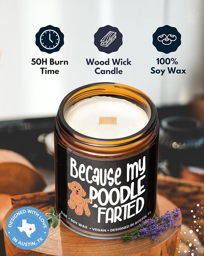 Funny Poodle Candle, Poodle Gifts for Women and Men, Unique Funny Pet-Themed Gift Ideas for Her, Best Present for Pet Lovers, Perfect Present for Dog Mom and Dog Dad, Birthday, Christmas, Gift-Ready