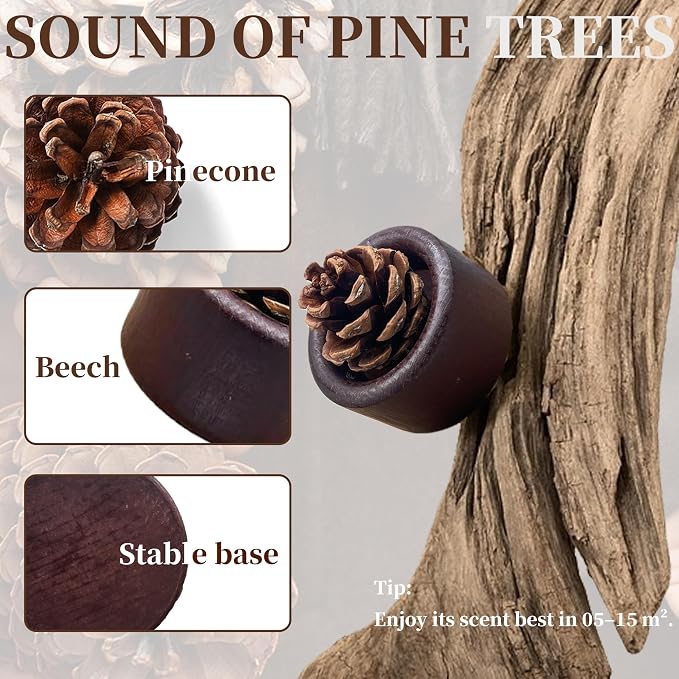 Pinecone Passive Diffuser - 2 Pack Natural Materials Essential Oil Diffusers Set, Needed for Small Spaces, Aromatherapy for Desk, Office, Home, Bedroom or Car Decor
