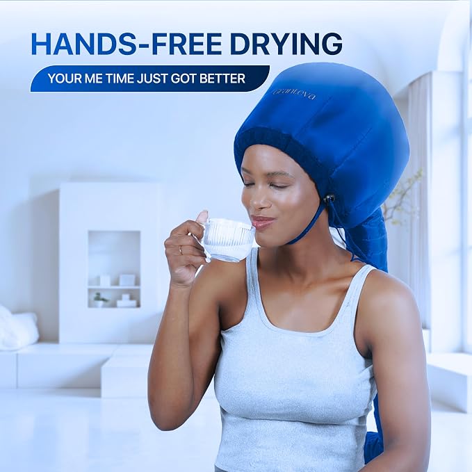 Granteva Hair Dryer Bonnet Attachment w/A Headband Integrated that Reduces Heat Around Ears & Neck - Blow Dryer Attachment for Hair Dryer, Speeds Up Drying Time