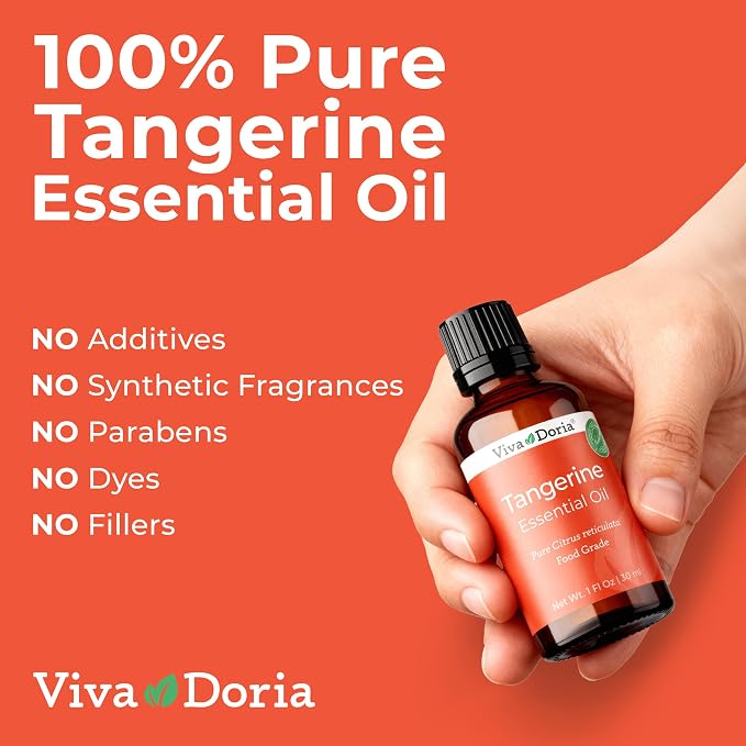 Viva Doria Tangerine Essential Oil, 100% Pure, Natural Essential Oil, Undiluted, for Aromatherapy | Food Grade, 30 mL (1 Fluid Ounce)