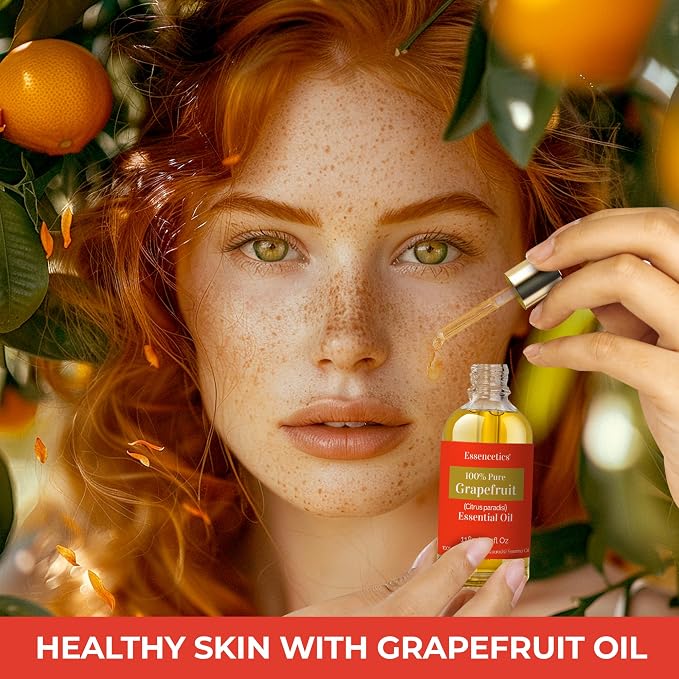 4 oz Grapefruit Essential Oil Organic - 100% Natural - Infused with Olive & Sunflower Oils - Therapeutic Grade Grapefruit Oil for Skin, Hair Care, Aromatherapy & Diffuser