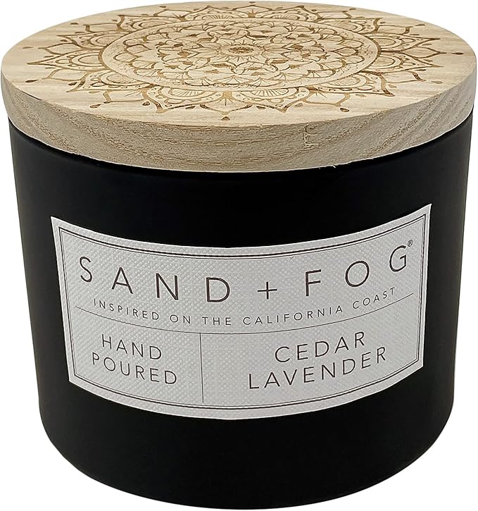 Sand + Fog Scented Candle - Cedar Lavender – Additional Scents and Sizes – 100% Cotton Lead-Free Wick - Luxury Air Freshening Jar Candles - Perfect Home Decor – 12oz