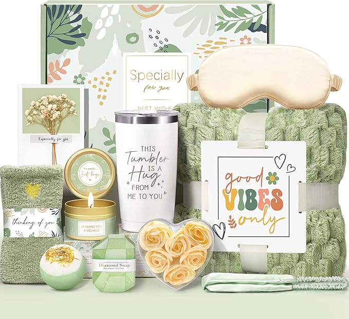 Mother‘s Day Gift for Women, Vanilla Relaxing Spa Gift Baskets, Self Care Kit Get Well Soon Gift Baskets, Care Package for Her Women Mom Friend Sister