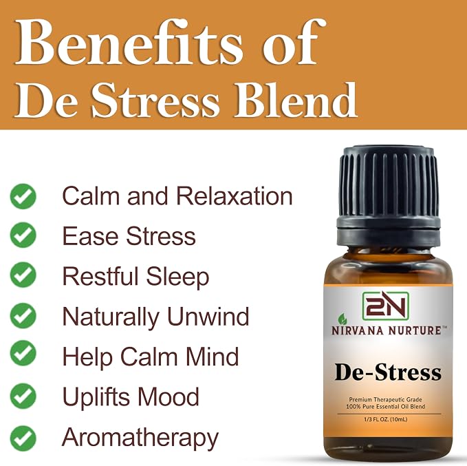 De Stress Blend 100% Pure Natural Premium Grade, Undiluted, Ease Stress, Aromatherapy, Mood Booster, Calm & Relax Mind