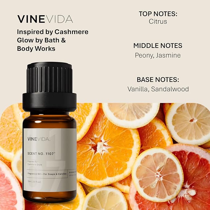 VINEVIDA [0.33oz] Cashmere Glow Fragrance Oil for Candle & Soap Making - USA Made Candle & Soap Scents