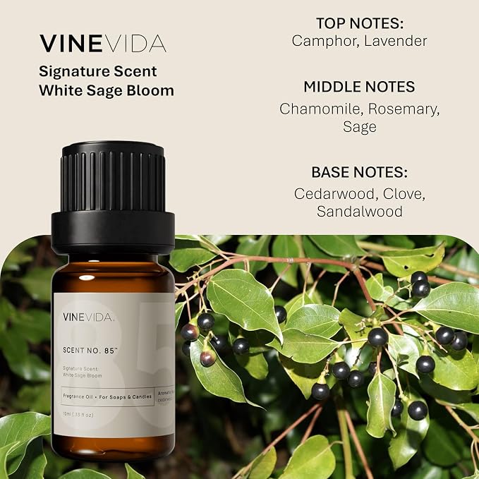 VINEVIDA [0.33oz] Scent No.85 Fragrance Oil - Natural Candle Scents for Candle & Soap Making - Made in USA