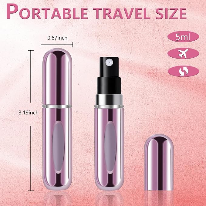 opasyo Refillable Perfume Portable Atomizer Bottle Refillable Perfume Spray, Leak-Proof Perfume Spray Bottle, Travel Perfume for Traveling and Outgoing (5ml, 4 Pack Silver/Pink/Gold/Black)