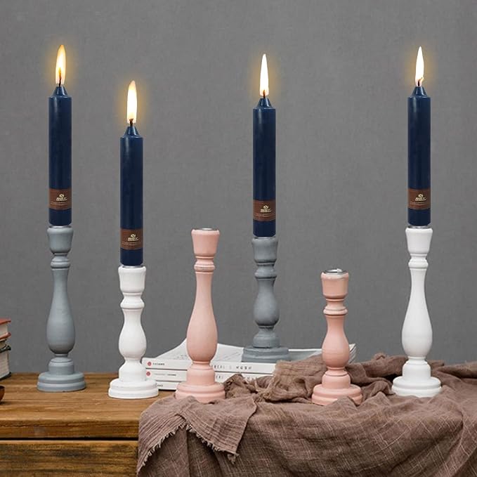 Navy Taper Candle 9 Inch Long Candlesticks Unscented Dripless Tapered Candle Set for Home Decor Wedding Party Dinner Candles, 4 Pack
