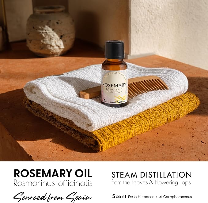 Organic Rosemary Essential Oil | 100% Pure & Natural Rosmarinus officinalis Leaf Oil Fresh Herbal Camphoraceous Aroma | for Diffuser, Candle Making & DIY Aromatherapy Blends, 10ml