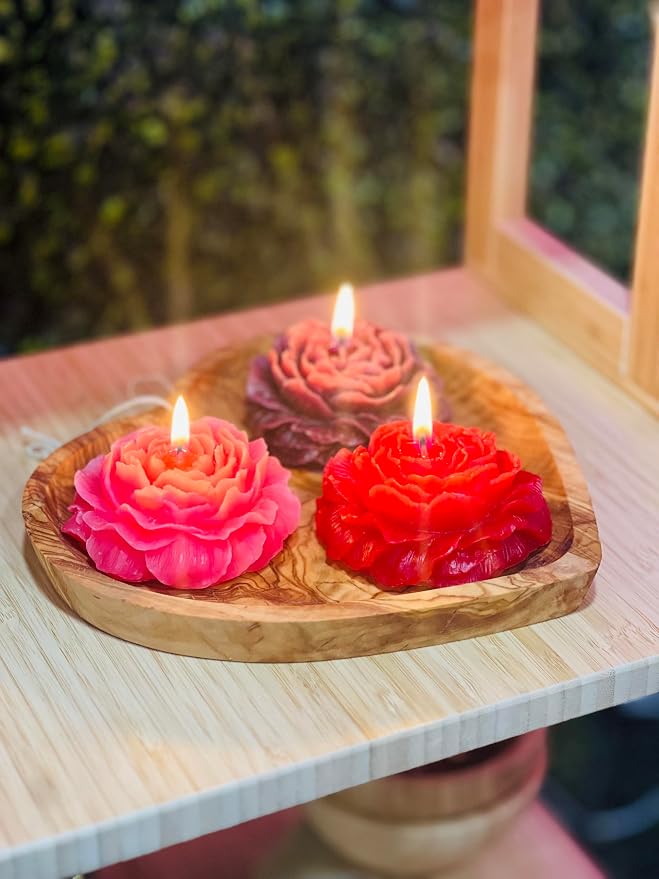 Peony Flower Shaped Candle with Scent, Soy Wax Blend Aromatherapy Candle, Gift Candle, Gifts for Women, Candles for spa, Stress Relief, Meditation, Wedding, Home Decor, Relaxing Atmosphere, (Pink)