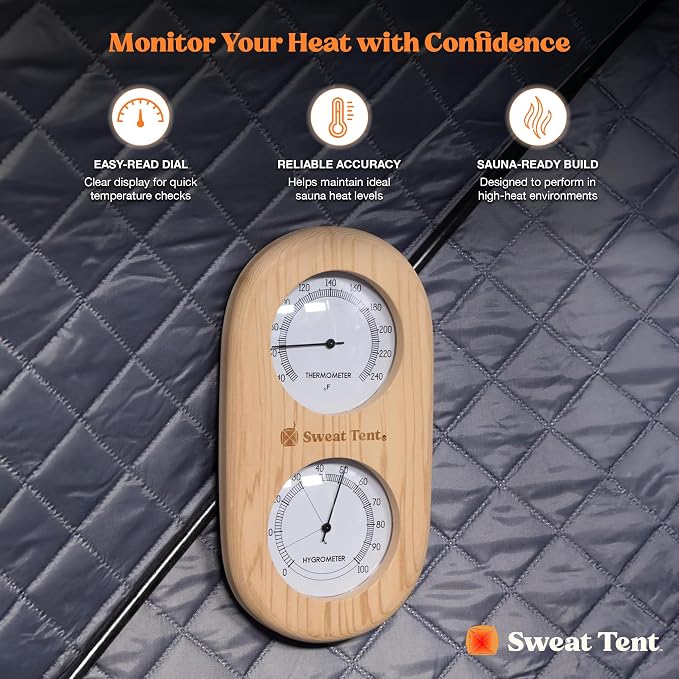 SweatTent Sauna Thermometer – Heat-Resistant, Accurate Analog Display, Durable Construction, Easy to Read, Essential Sauna Accessory, No Batteries Needed