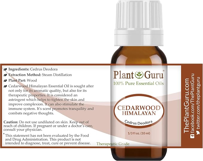 Cedarwood (Himalayan) Essential Oil 10 ml 100% Pure Undiluted Therapeutic Grade for Skin, Body and Hair Growth. Great for Aromatherapy Diffuser and DIY Soap Making