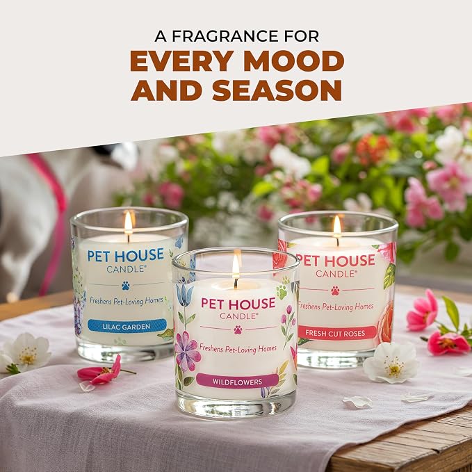 One Fur All Pet House Fall Candles, Long Lasting, Clean Burning, Soy Wax Scented Candles for Pet Odor, Pumpkin Spice