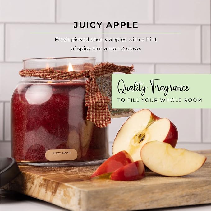 A Cheerful Giver - Juicy Apple - 34oz Papa Scented Candle Jar with Lid - Keepers of the Light - 155 Hours of Burn Time, Gift for Women, Red