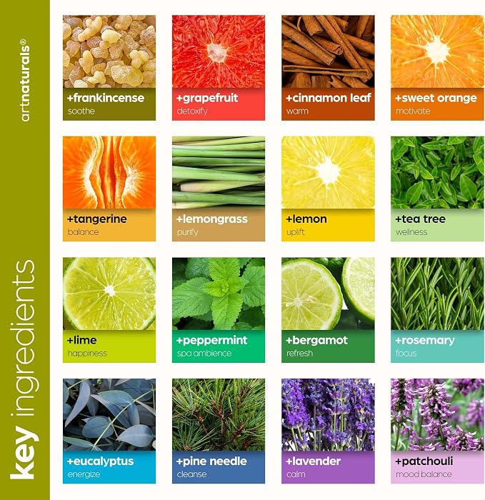 ArtNaturals Top 16 Essential Oils Set – 100% Pure Aromatherapy Oils Gift Set with Lavender, Peppermint, Tea Tree, Eucalyptus, Frankincense, Lemon, Orange & More, 16 x 10 mL