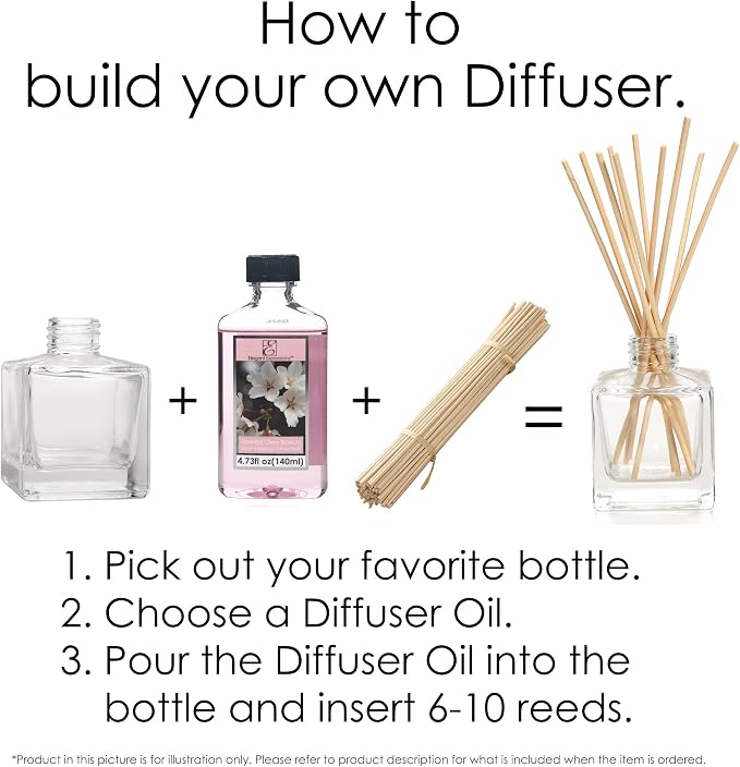 Hosley Set of 4 Square Glass Diffuser Bottles - 3.25" High. Ideal for Use with Essential Oils, Replacement Diffusers Reed Sticks, Diy, Crafts O3