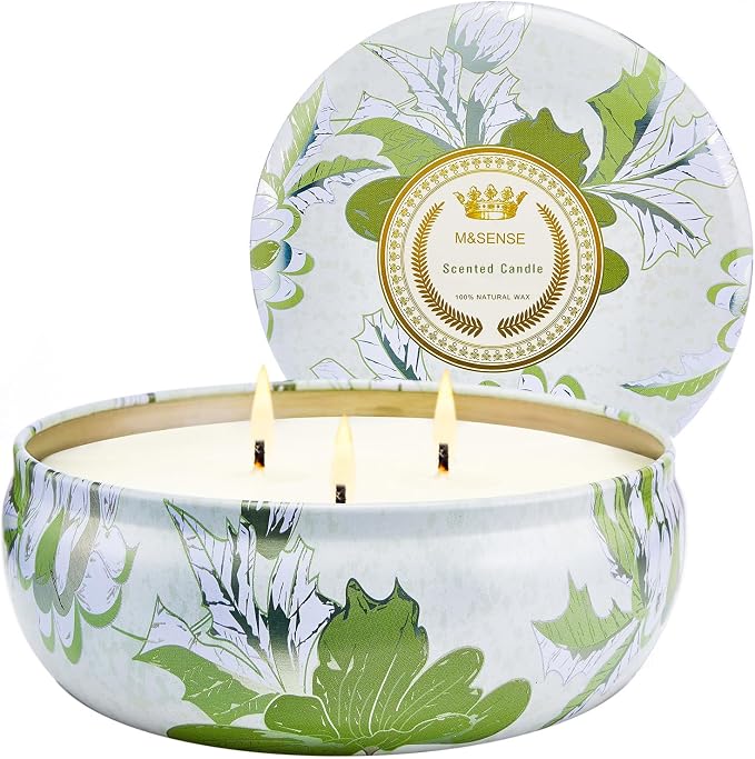 M&SENSE Citronella Candles Outdoor 12 oz, Large 3 Wick Soy Candle, Summer Candle for Home Scented,Over 40 Hour Burning Time, Relaxing Aromatherapy Candle Gift for Women and Men