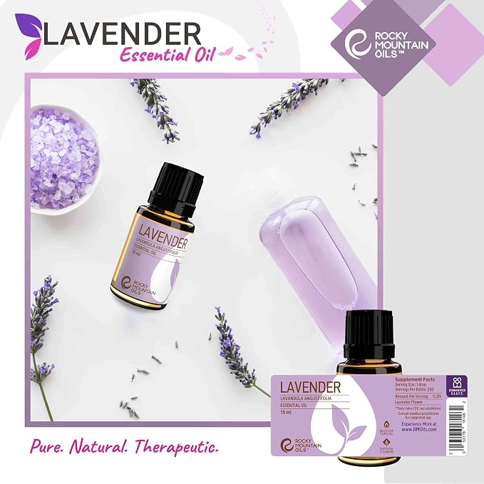 Rocky Mountain Oils Lavender Essential Oil - Diffuser Oil, Pure Essential Oils for Diffuser and Aromatherapy, Perfect for Hotel, Spa, Sleep Diffuser Oil