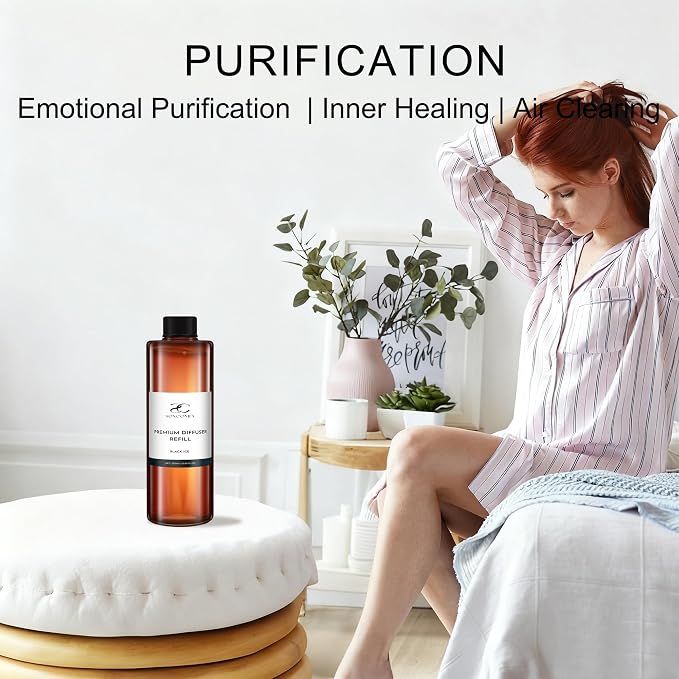 Diffuser Oil Refill, 250ml / 8.45 fl oz, Black ICE - Reed & Aromatherapy Diffuser Oil, Long-Lasting Home Fragrance, Grapefruit, Jasmine & Cedar Notes