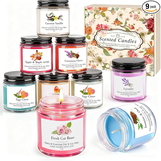 9 Pack Candles Gift for Women Aromatherapy Candles for Home Scented 36 oz 300 Hour Long Lasting Candles Gifts Set, Mothers Day Gifts, Birthday, Valentine, Christmas, Anniversary Holiday Home Decor