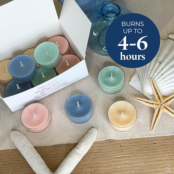 PartyLite Tea Lights Sampler, Ginger and Coconut with Lavender Scented Candles, Gift Set of 12, Aromatherapy with up to 4 to 6 Hours Burn Time, Ideal for Home Decor, Holiday Gifting and Celebration