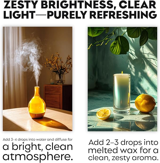 Lemon Essential Oil for Diffuser - 100% Natural Essential Oil Lemon Oil for Skin - Lemon Essential Oil for Cleaning - Lemon Essential Oil for Aromatherapy - 100% Pure Oils, 10ML
