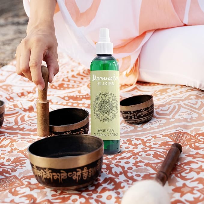 White Sage Smudge Spray for Spiritual Cleansing & Aura Protection, Sage Spray for Cleansing Negative Energy & Protection, Home & Meditation, Clear Quartz Reiki Energized Aromatherapy Room Mist 2X 4oz