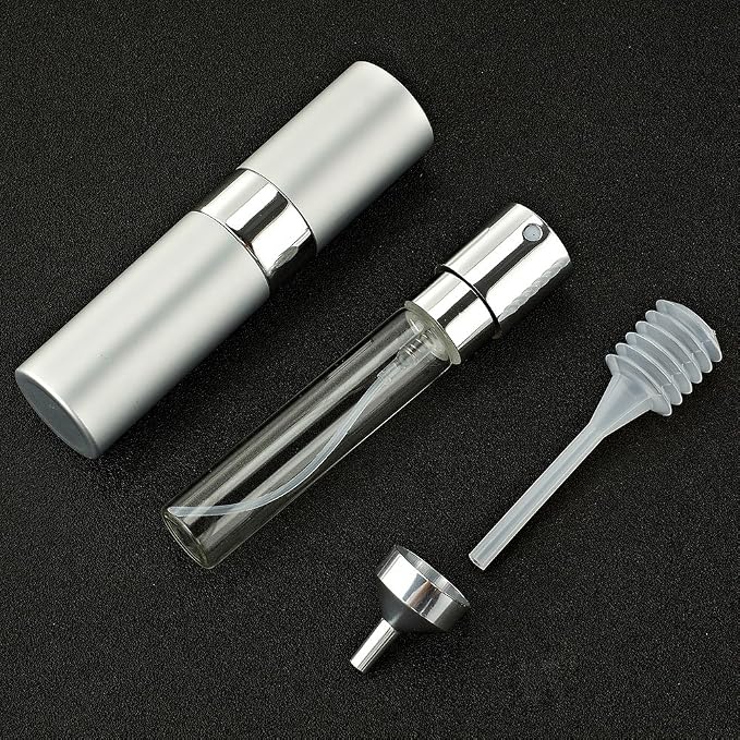LISAPACK 8ML Atomizer Perfume Spray Bottle for Travel, Empty Refillable Cologne Dispenser, Portable Sprayer (Silver)