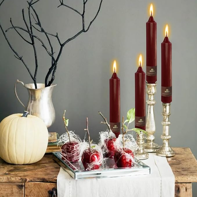 Red Taper Candles Sticks Unscented 9 inch Tapered Candle Ideal as Dinner Smokeless Long Burning Candlesticks for Weddings Dinner Party Home Decor