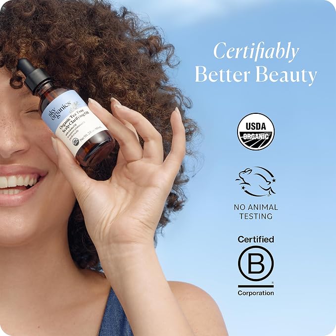 Sky Organics - Organic Tea Tree Scalp Clarifying Oil (2 fl oz/60 mL) Balanced & Purified Hair Oil for Scalp Dryness & Itchiness - Tea Tree, Jojoba, Peppermint - Vegan, Cruelty Free, DIY eBook included