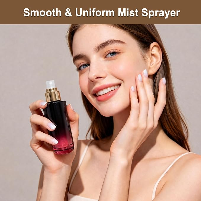 Glass Perfume Bottle Empty Refillable Cologne Sprayer with Upgraded Fine Mist Atomizer, Perfume Spray Container with 3 Easy-Fill Transfer Tools for Fragrance Essential Oils (3.4, ounces)