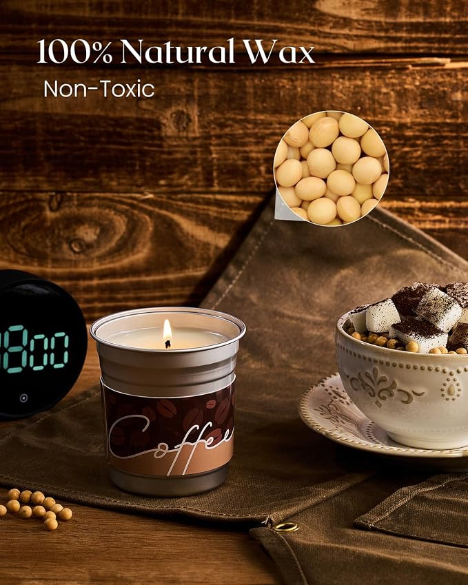 M&SENSE Cappuccino Coffee Scented Candles, Soy Wax 7oz | 42 Hours Long Lasting, Clean Burn, Aromatherapy, Home Decor