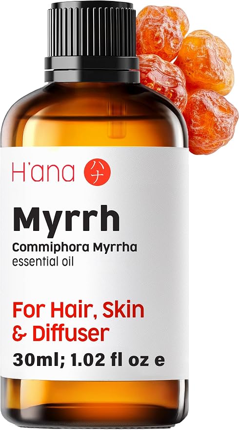 H'ana Myrrh Oil - 1.02 Fl Oz Myrrh Essential Oil for Hair, Skin, Diffuser, Aromatherapy & DIY