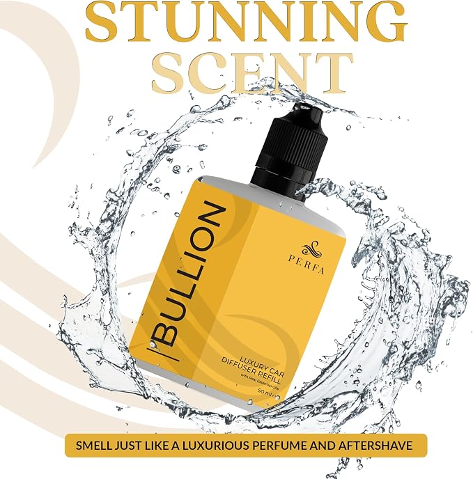 Bullion Car Air Fresheners (Refill) | Affordable Car Air Fresheners for Men | 50ml Diffuser Refill | 6 Months Freshener Long Lasting | Gift-Ready Men's Pefume by Perfa
