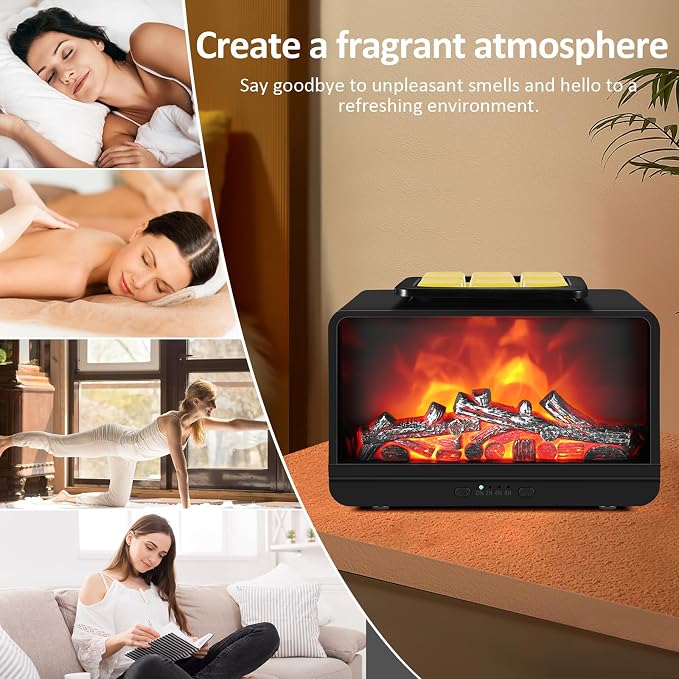 Wax Melt Warmer, Electric Fireplace Wax Warmer with Timer Wax Melter for Scented Wax, Candle Melt Warmer Flame Fragrance Oil Burner for Home Bedroom Office Decor, Gift for Mother's Day
