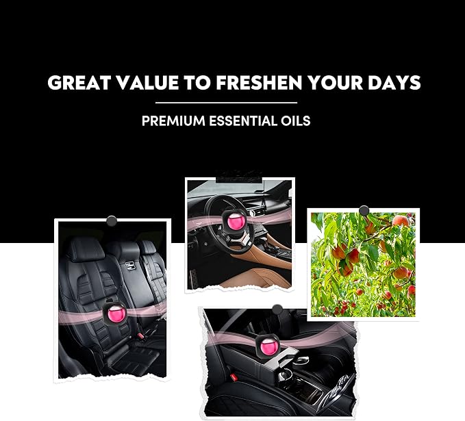 DRIVEJOY Car Air Freshener Vent Clips, 8PK, 6 Peach, 2 New Car Scent, Fresheners for Men Women, Up to 240 Days, Long Lasting Air Freshener, Odor Eliminator