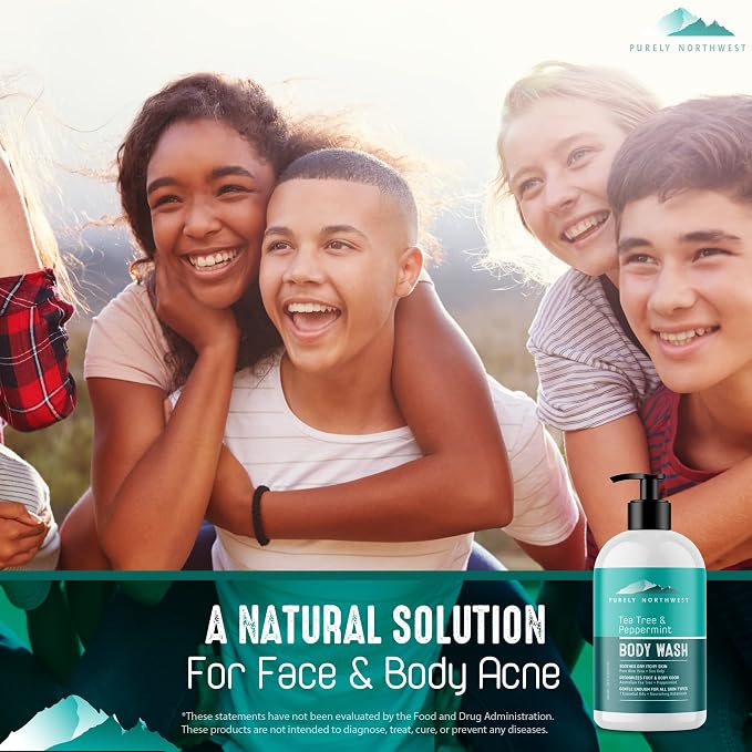 Tea Tree Body Wash for Men and Women – Natural Tea Tree Oil Body Cleanser for Odor, Skin Irritations, Hydrating Shower Gel for Sensitive Skin, Gentle and Refreshing Body Wash