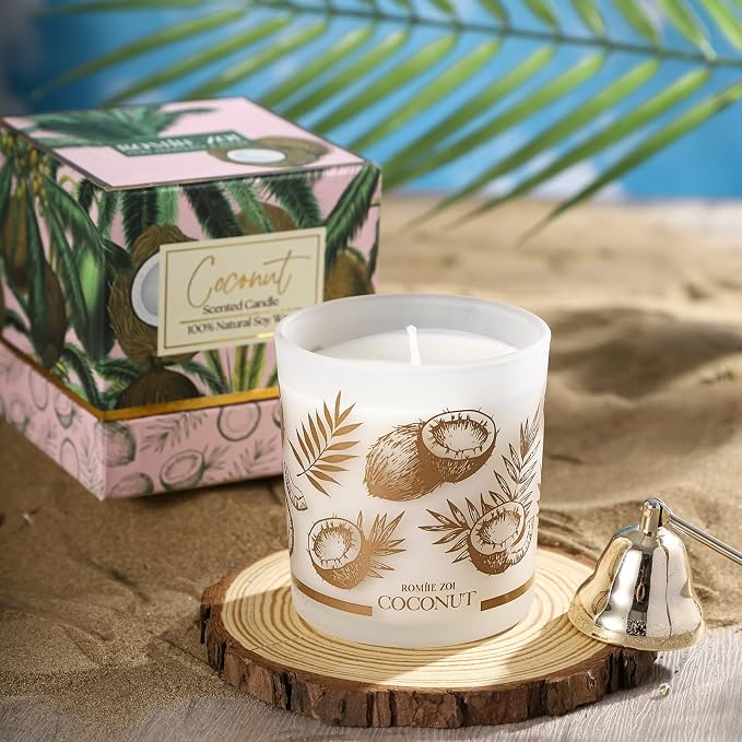 ROMIIE ZOI Scented Candle - Coconut - 6oz Aromatherapy Soy Wax Jar Candle for Home, Gifts for Women - 170g