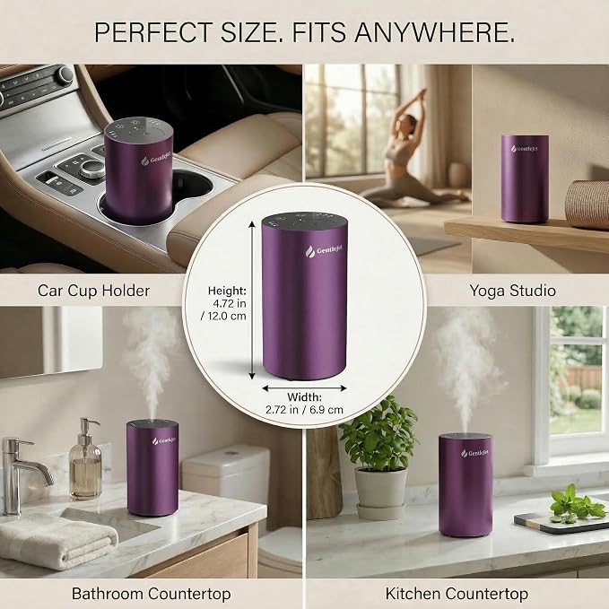GentleJet LiteMist Waterless Rechargeable Aroma Diffuser for Bedroom, Office & Car, Cold-Air Essential Oil Mist, Aluminum Body, 20ml