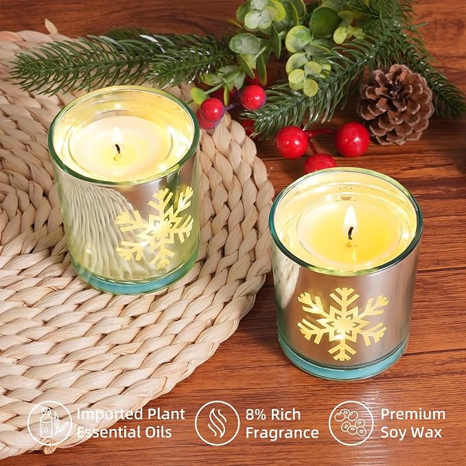 Viyffo 5oz Heat-Activated LED Light Up Scented Candle - Cedarwood, Non Toxic Soy Candle in Decorative Silver-White Jar, Night Light Candle for Bedroom, Bathroom & Living Room, Novelty Gift for Women