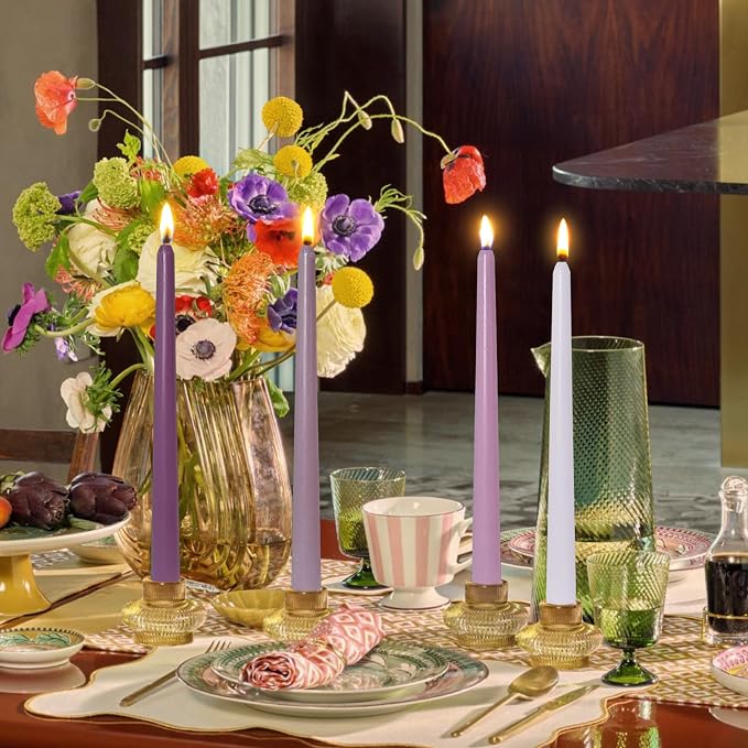 Candlesticks Long Taper Candle,Lavender Scented 10 Inches Gradient Purple Candle Sticks Smokeless Tapered Candles for Home Décor Holiday Gifts