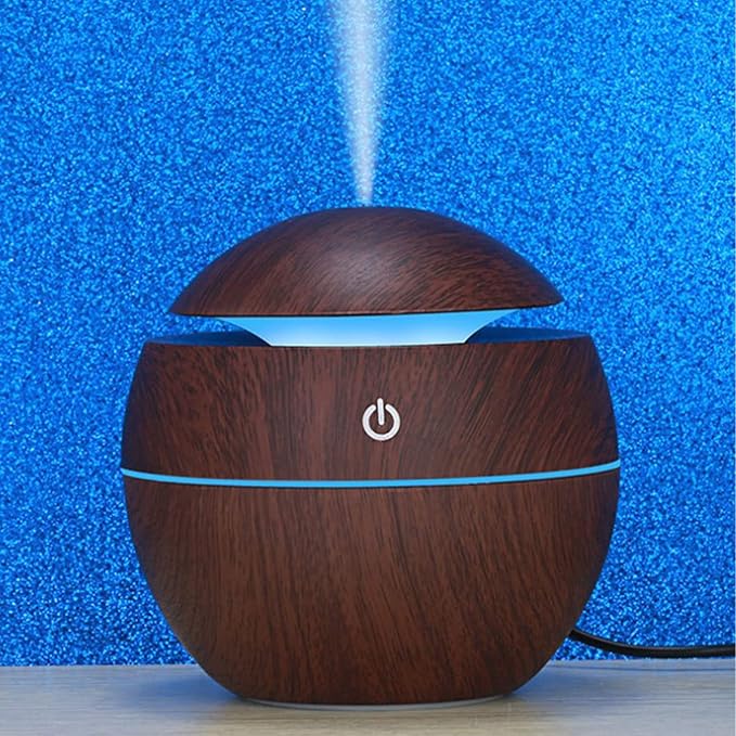 Wood Grain Humidifier, Portable Mini Humidifier Compact Portable 5V 2W USB Aroma Diffuser Quiet Essential Oil Diffuser for Bedrooms Living Rooms Office Car