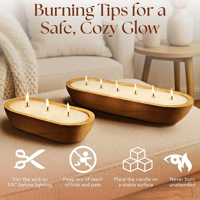 Dough Bowl Candle Co. Coffee Candle - 10x6 Large Aromatherapy Gifts for Men, and Women 100% Soy Candles, Coffee Vanilla Scented Gifts for Him and Her, 3 Wick 40H Decorative Odor Eliminating Decor