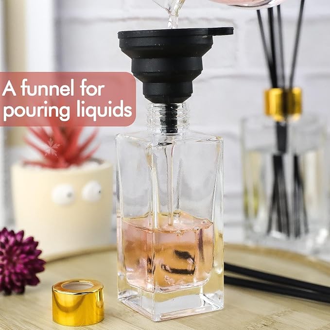 Glass Diffuser Bottles Set of 2 Reed Diffuser Bottle 5oz/155ml Clear Empty Essential Oil Decorative Bottle Set Reusable Apothecary Perfume Jar Gift