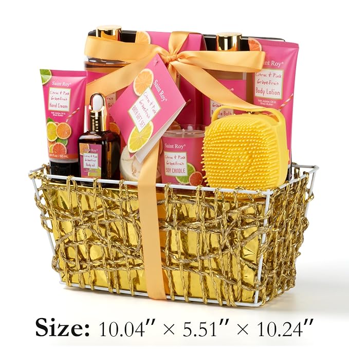 11Pcs Bath & Body Set Spa Gift Basket for Women Men, Self Care Bath Kit | Grapefruit Scents Home Spa Gift for Birthday, Christmas, Valentines, Mother Day, Anniversary Spa Kit, Self Care Pamper Gift