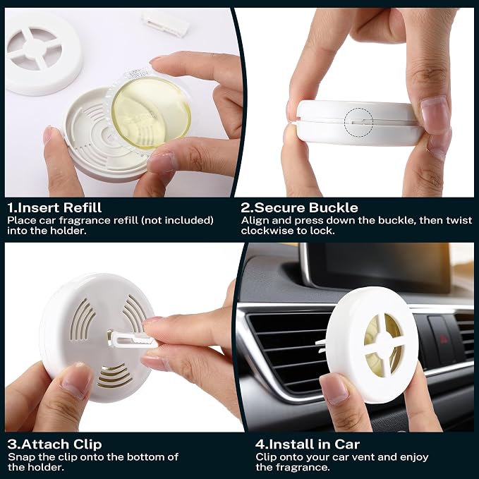 1 Pack Car Fragrance Holder Compatible with Bath & Body Works Refills (Not Included), Air Freshener Vent Clip or Visor Clip, Refillable Scent Holder, Easy to Open Car Diffuser (Classic White)
